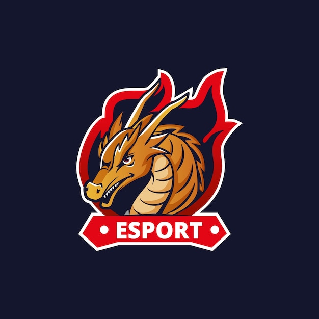 Vettore gratuito logo esport drago disegnato a mano