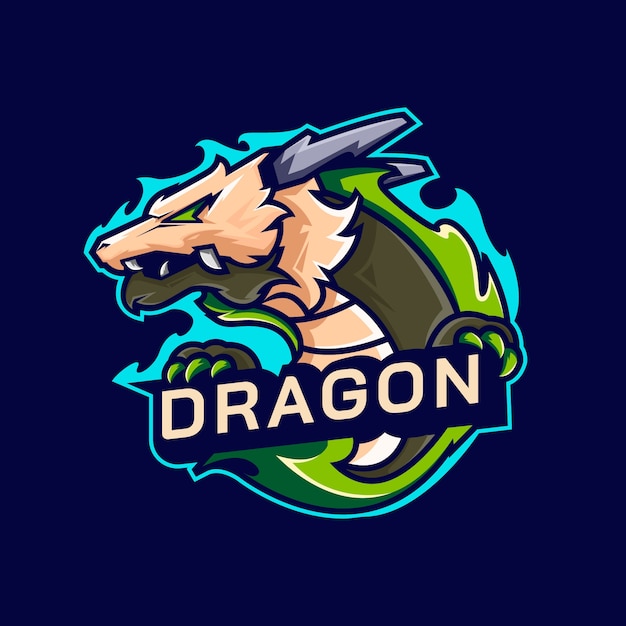 Hand drawn dragon logo template