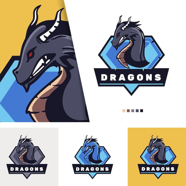 Vettore gratuito logo del drago disegnato a mano