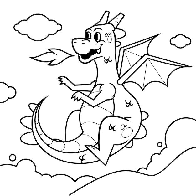 Hand drawn dragon  outline illustration
