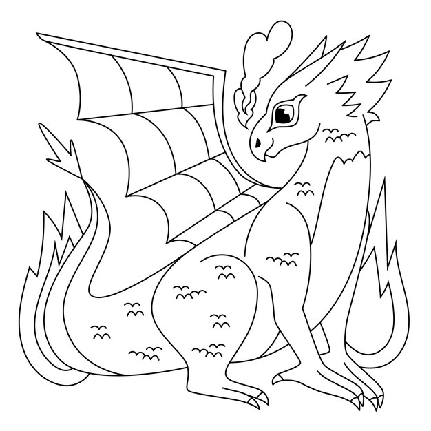 Hand drawn dragon outline illustration