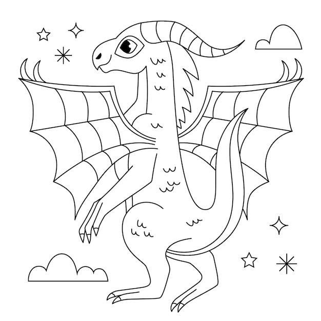 Free vector hand drawn dragon outline illustration