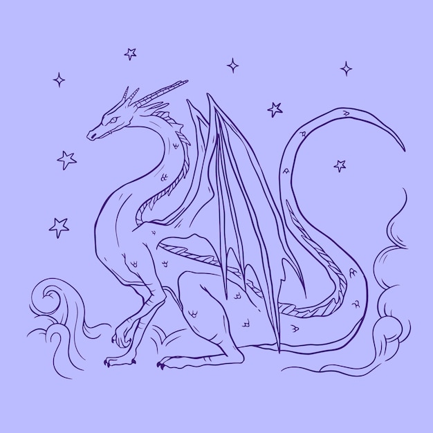 Free vector hand drawn dragon outline illustration