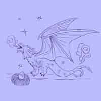 Free vector hand drawn dragon outline illustration