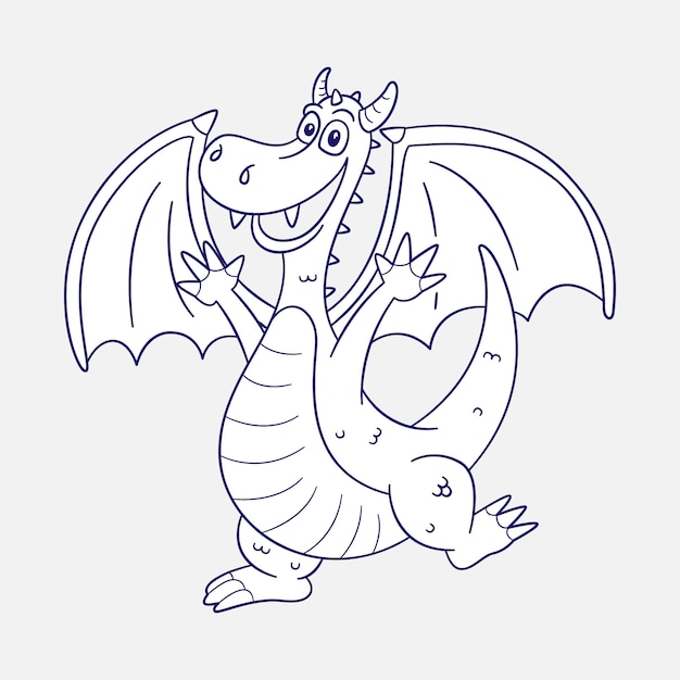 Hand drawn dragon outline illustration