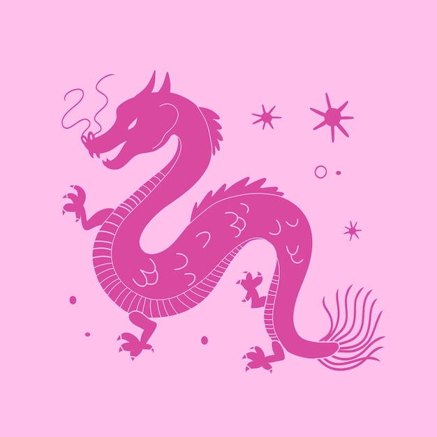 Free vector hand drawn dragon silhouette illustration