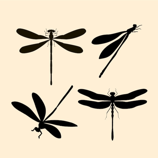 Free vector hand drawn dragonfly silhouette