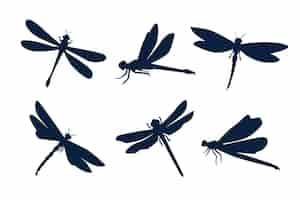 Free vector hand drawn dragonfly silhouette