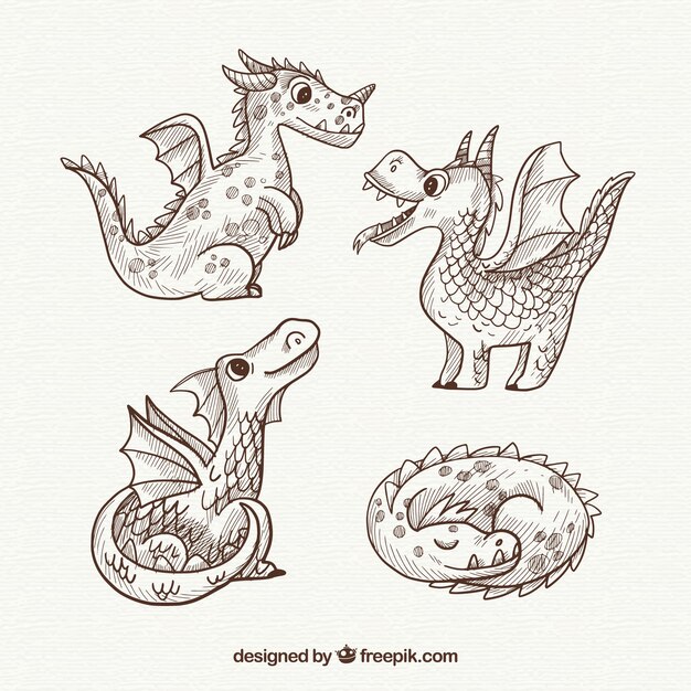 Рисованные драконы с прекрасным стилем