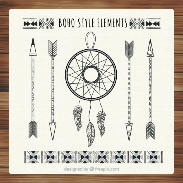 Free vector hand drawn dreamcatcher with arrows set