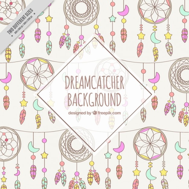 Hand drawn dreamcatchers background