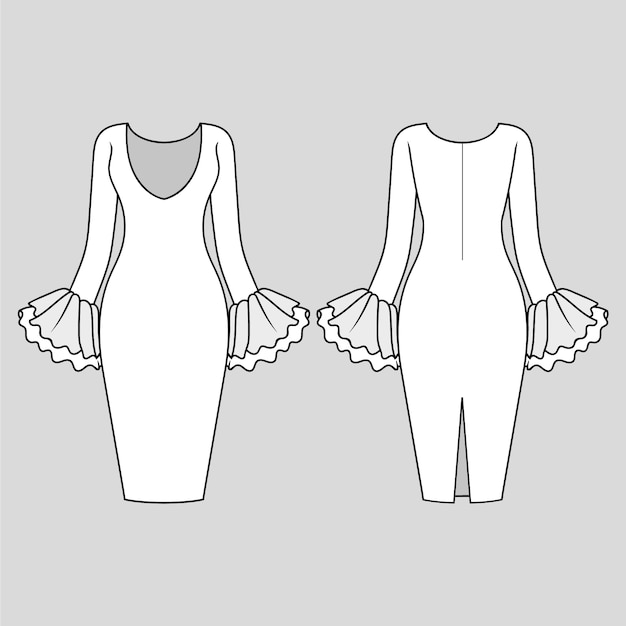 Hand drawn  dress outline illustration