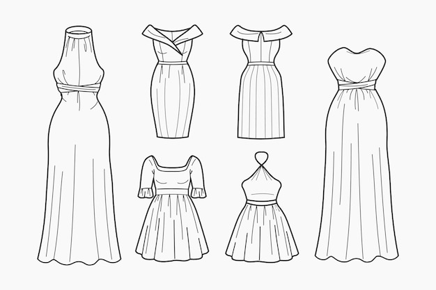 Hand drawn dress outline illustration – Vector Templates | Free Vector Download