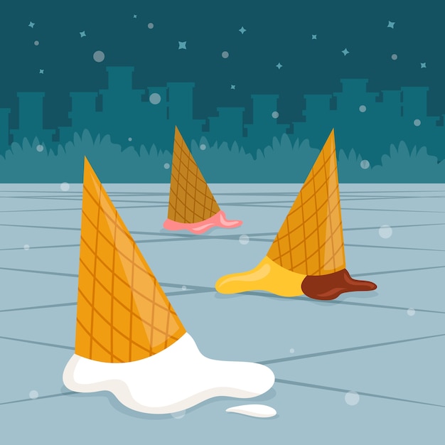 Free vector hand drawn drop ice cream to the floor swiss tradition illustration