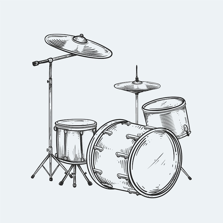 Free Vector hand drawn drum drawing illustration