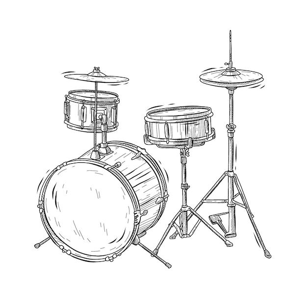 Free vector hand drawn drum drawing illustration