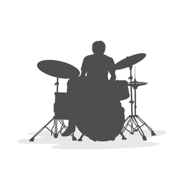 Hand drawn drummer silhouette