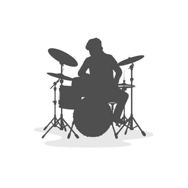 hand drawn drummer silhouette