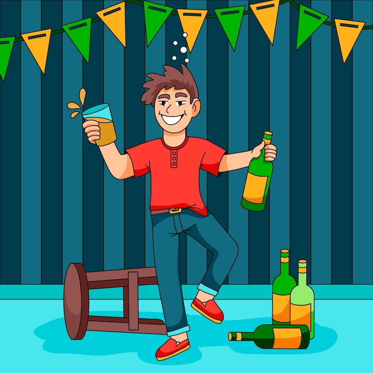 मुफ़्त वेक्टर hand drawn drunk cartoon illustration