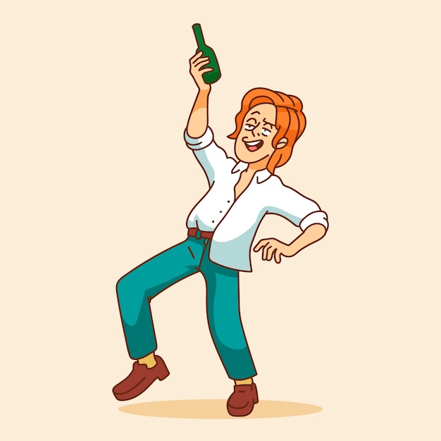 Free vector hand drawn drunk cartoon illustration