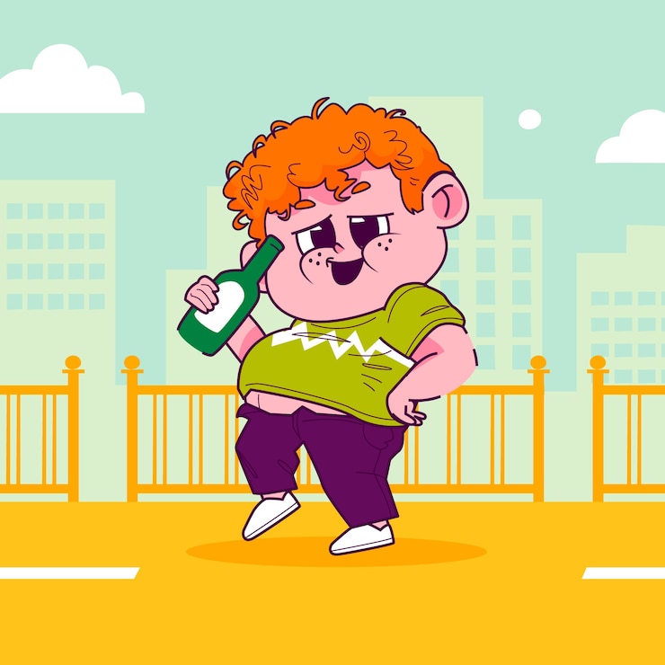 Free Vector hand drawn drunk  cartoon illustration