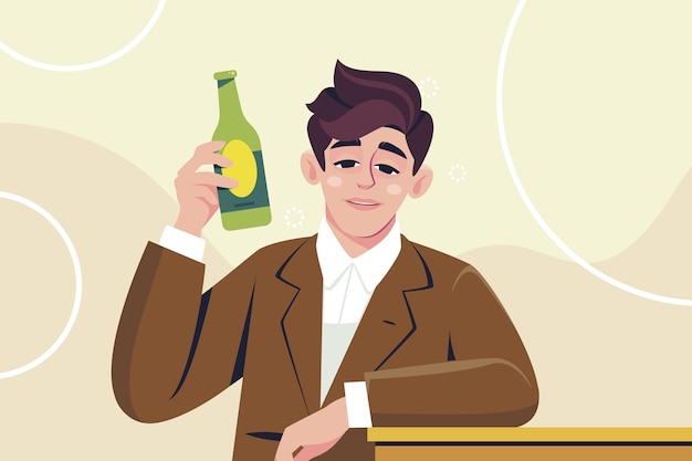 Free vector hand drawn drunk man illustration