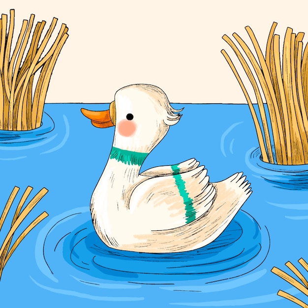 Free vector hand drawn duck  cartoon illustration