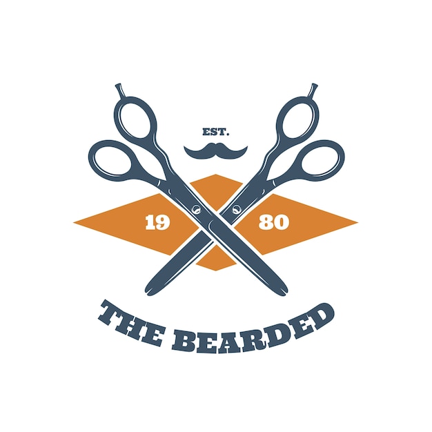 Hand drawn duotone the bearded haven logo template