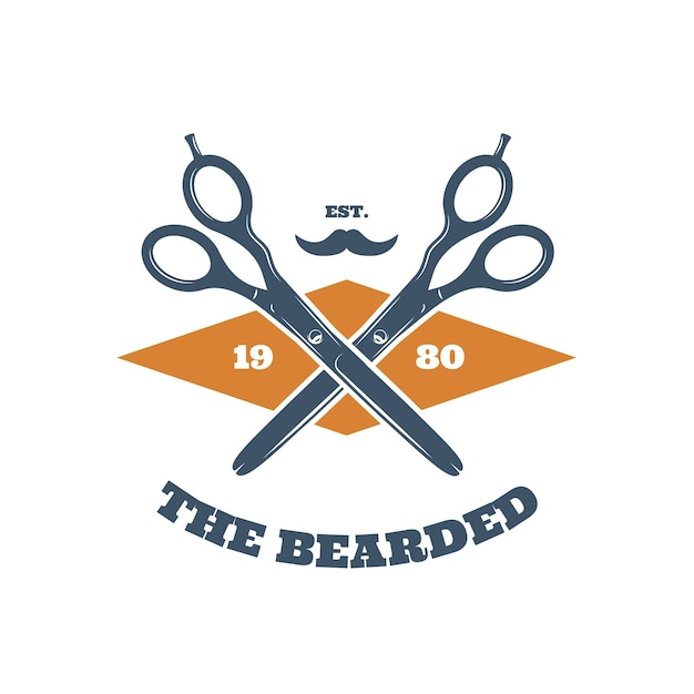 Vettore gratuito duotone disegnato a mano il modello del logo di bearded haven