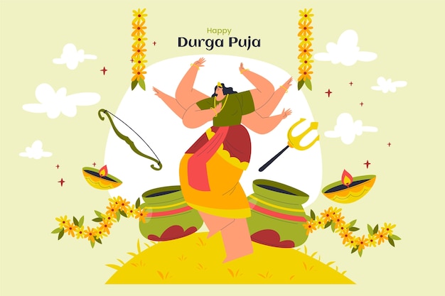 Free vector hand drawn durga puja background