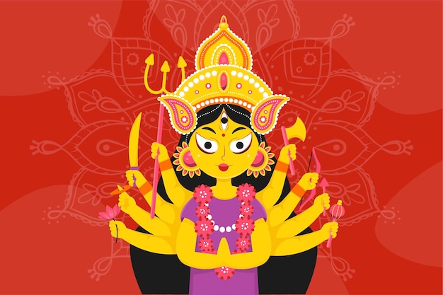 Free vector hand drawn durga puja background