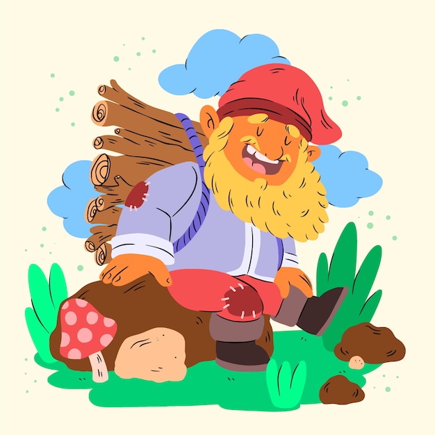 Free vector hand drawn dwarf illustration