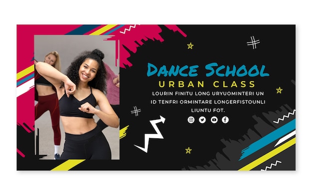 Free vector hand drawn dynamic dance school facebook post