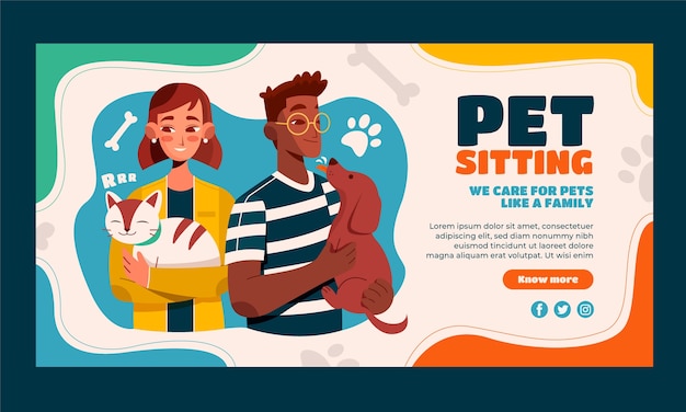 Free vector hand drawn dynamic pet sitting facebook template