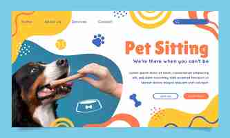 Free vector hand drawn dynamic pet sitting landing page  template