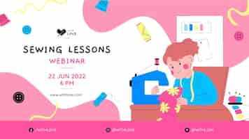 Free vector hand drawn dynamic seamstress webinar