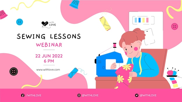 Hand drawn dynamic seamstress webinar