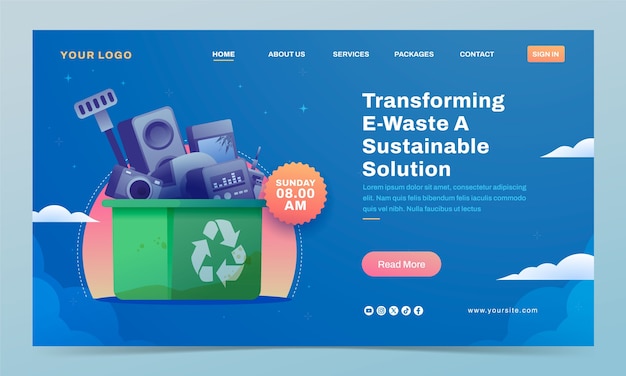 Free vector hand drawn e-waste landing page