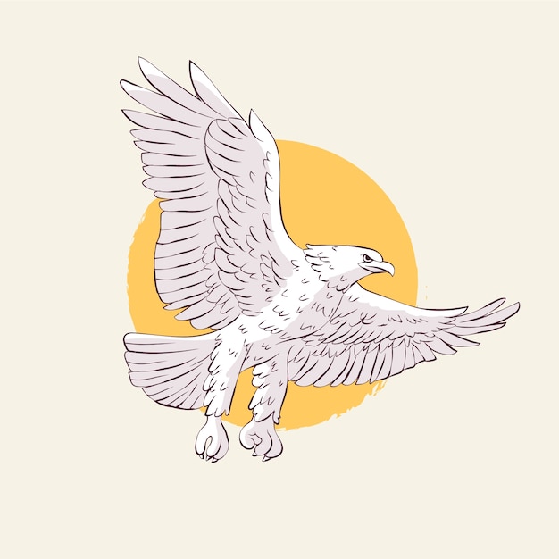 Hand drawn eagle flying drawing illustration