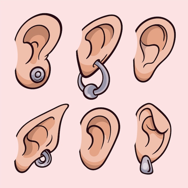 Free vector hand drawn ear cartoon collection illustration