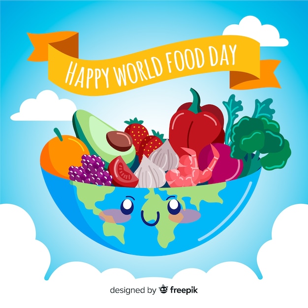 Free vector hand drawn earth as bowl for healthy food