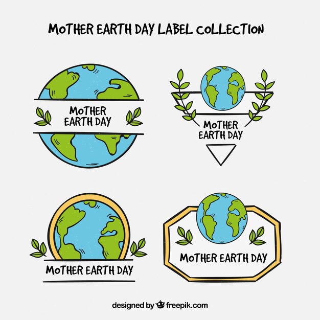 Free Vector hand drawn earth badges