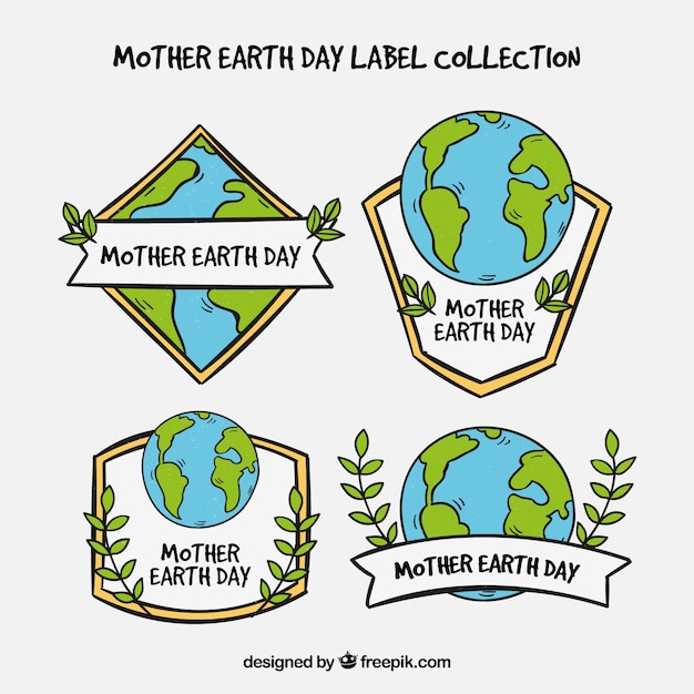 Free Vector hand drawn earth badges