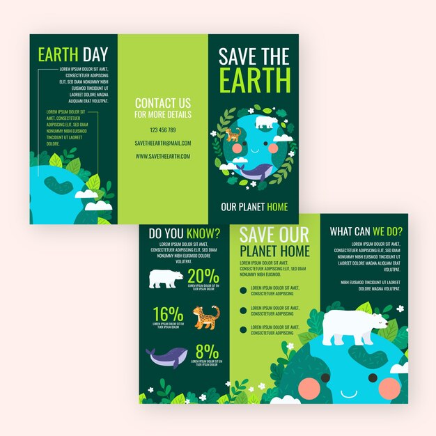 Hand drawn earth day brochure template