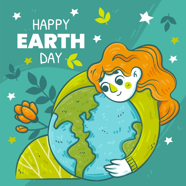 Hand drawn earth day illustration