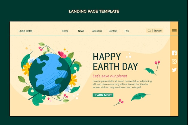 Free vector hand drawn earth day landing page template