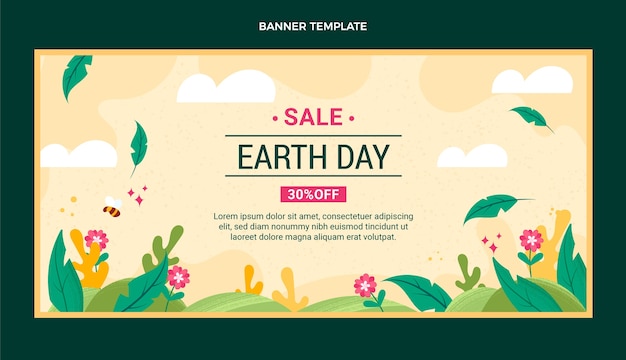 Hand drawn earth day sale horizontal banner