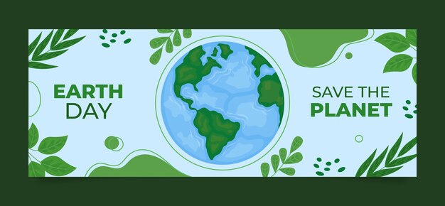 Hand drawn earth day social media cover template