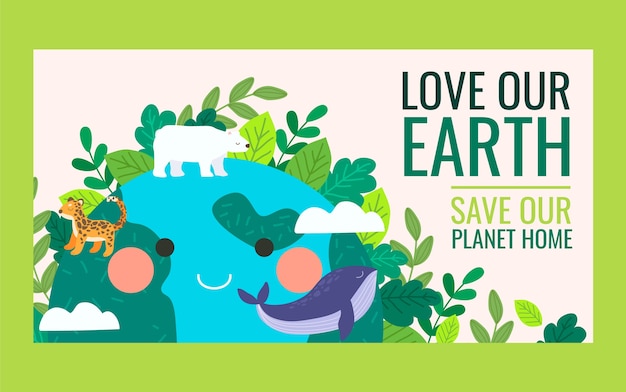 Free vector hand drawn earth day social media promo template