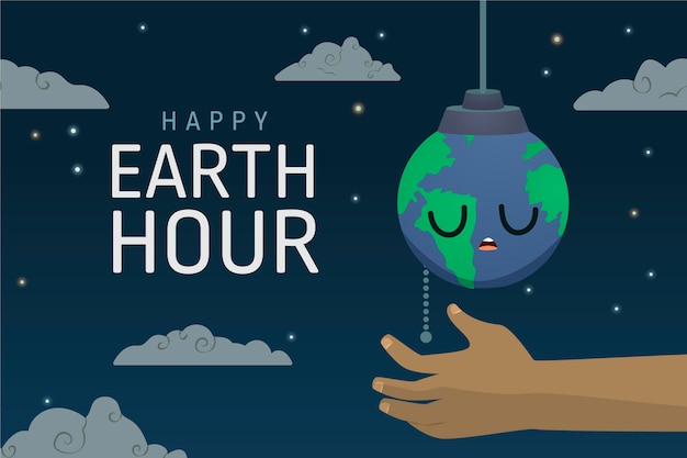 Free vector hand-drawn earth hour illustration with hand switching off planet